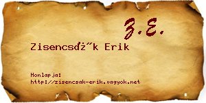 Zisencsák Erik névjegykártya